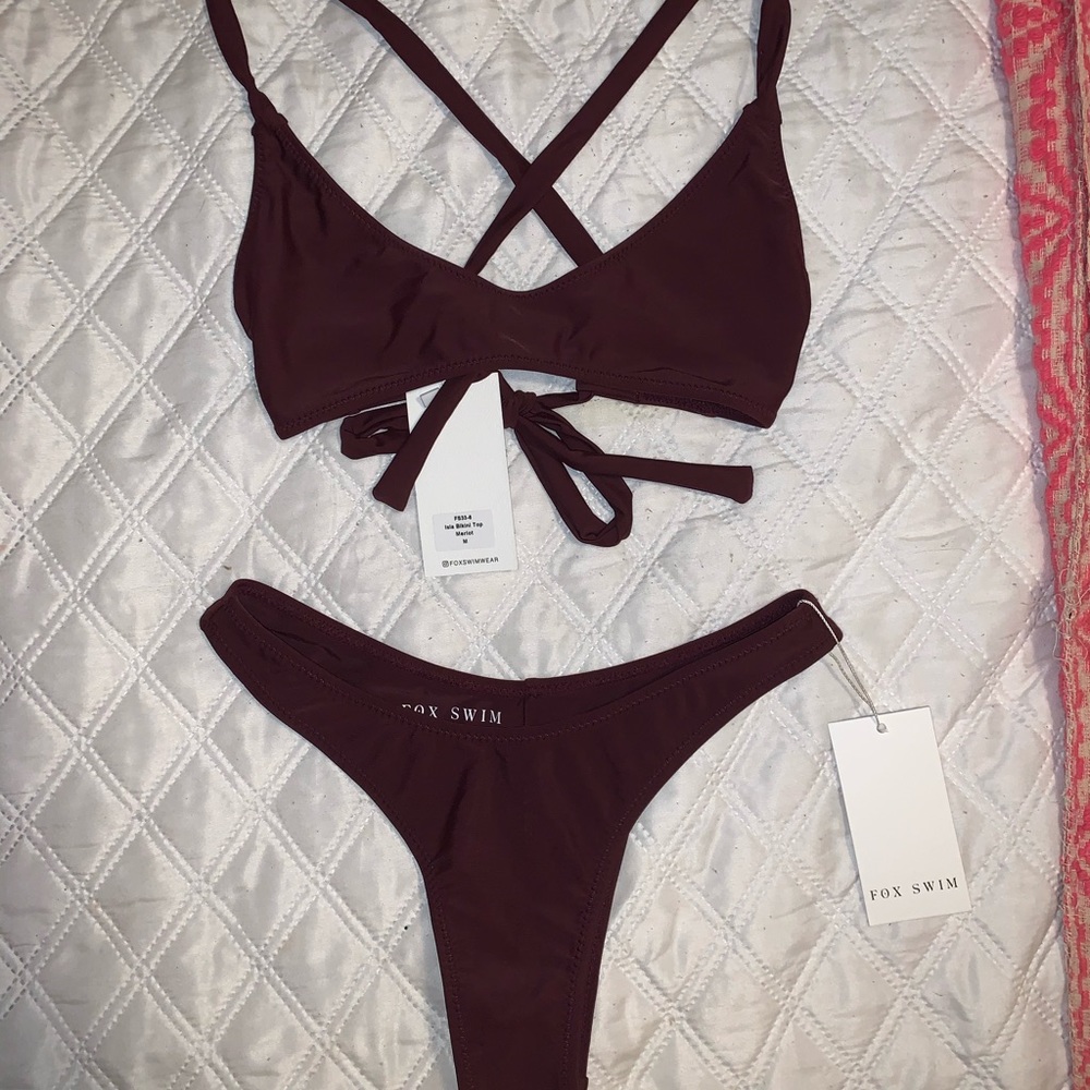 Maroon bikini white fox boutique